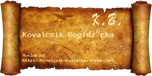 Kovalcsik Boglárka névjegykártya